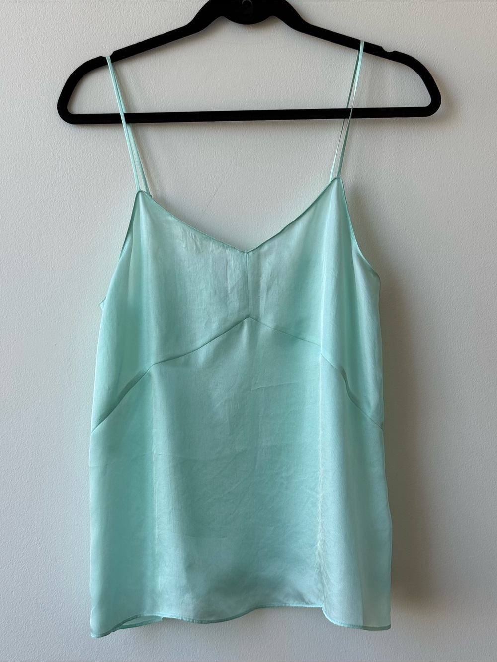Tibi Mint Green Satin Slip Camisole Top